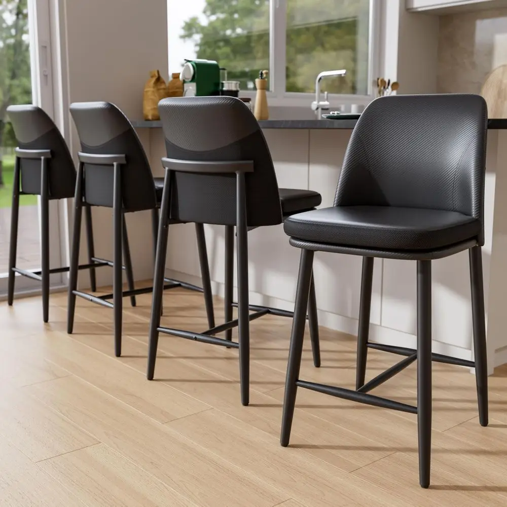 Bar Stools Set of 4, Upholstered Counter Height Bar Stools, 26 Inch Modern Counter Stools with Back, Textured LeatherampFabric,
Bar Stools Set of 4, Upholstered Counter Height Bar Stools, 26 Inch Modern Counter Stools with Back, Textured LeatherampFabric,