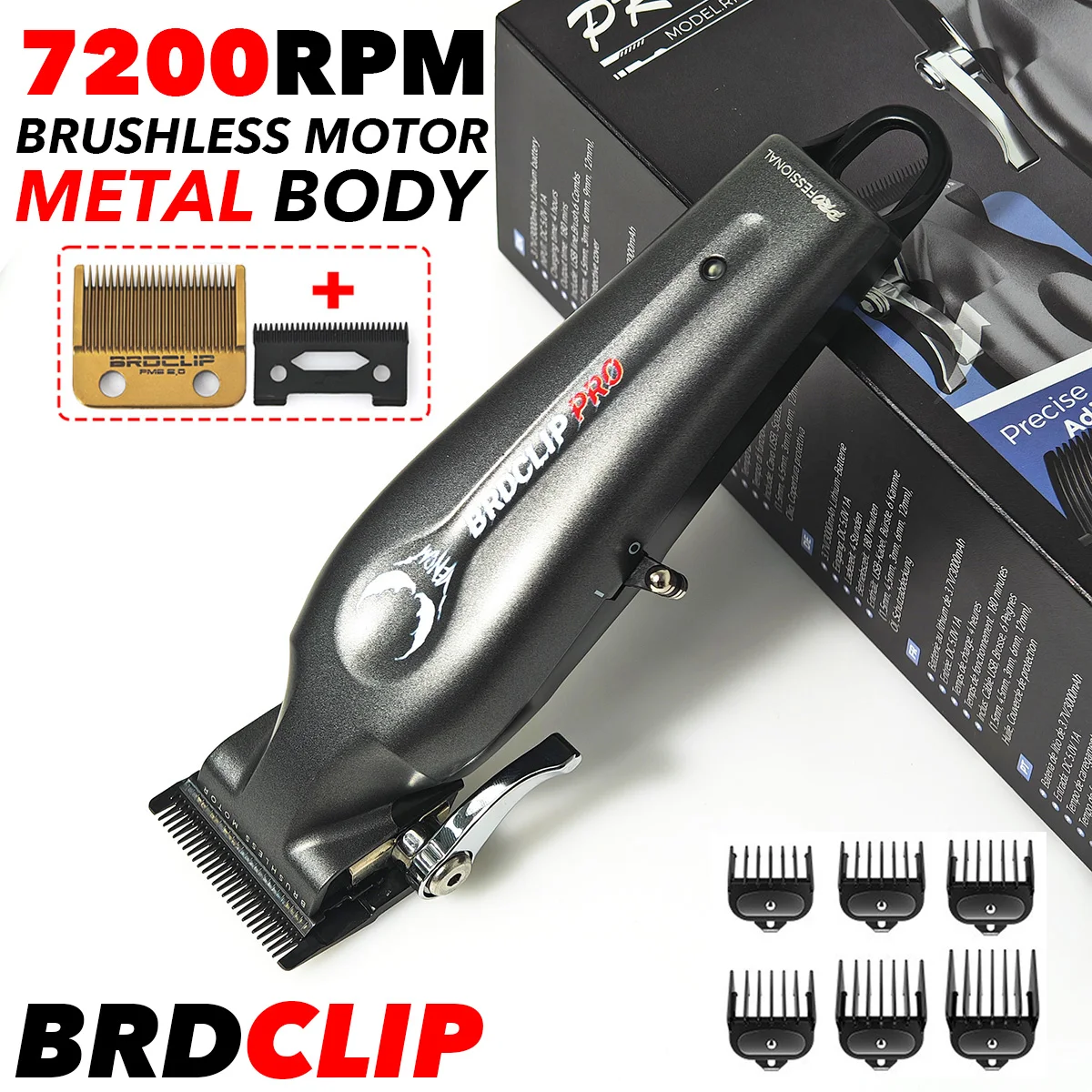 Professional Electric Hair Clipper BRDCLIP BRD 109 Brushless Motor 7200RPM DLC Blade 3000mAh Metal Hair Trimmer for Man Berbars
Professional Electric Hair Clipper BRDCLIP BRD 109 Brushless Motor 7200RPM DLC Blade 3000mAh Metal Hair Trimmer for Man Berbars