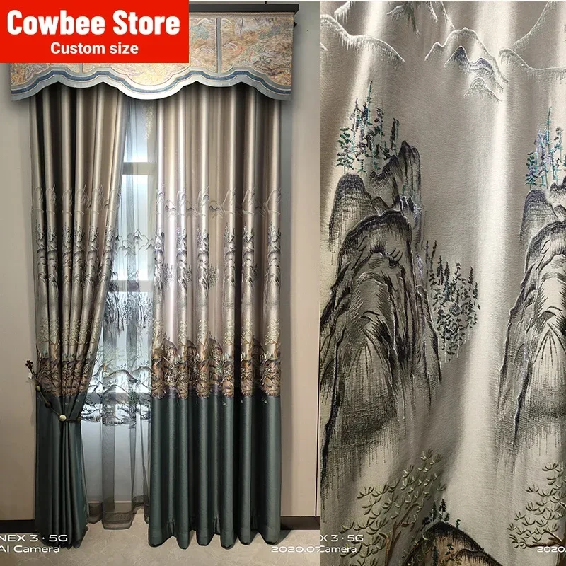 Chinese Landscape Embroidery Curtains for Living Room and Bedroom Atmospheric Curtains New Chinese Style Windows Curtain
Chinese Landscape Embroidery Curtains for Living Room and Bedroom Atmospheric Curtains New Chinese Style Windows Curtain