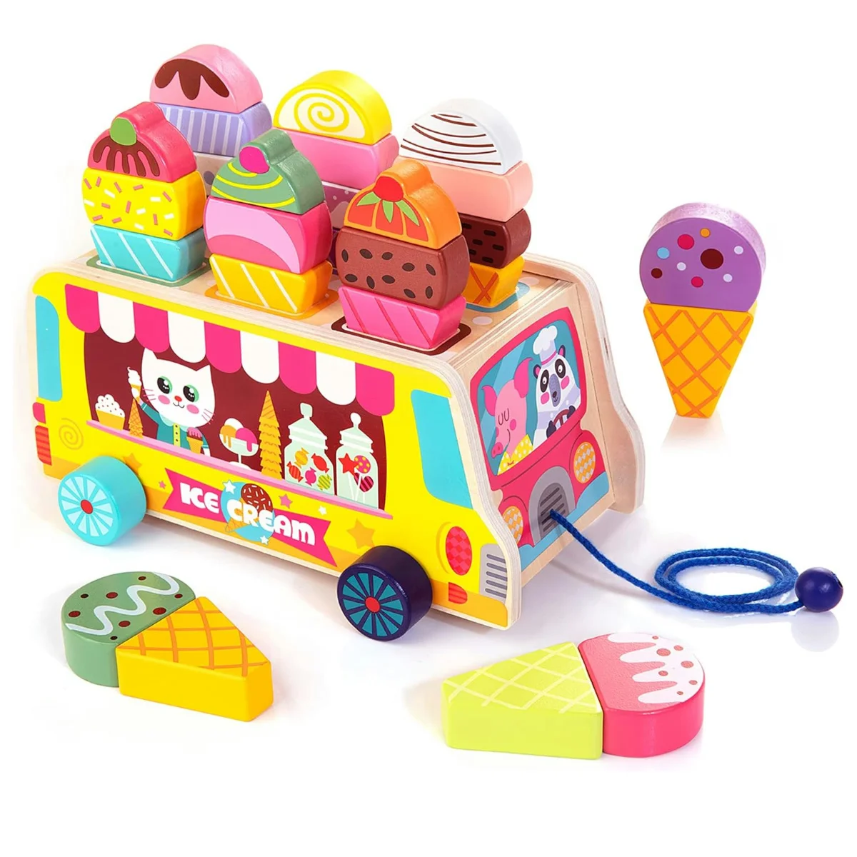Kid Wooden Ice Cream Truck, 28pcs Magnetic Ice Cream Sweet Treats Pretend Play Toy Set, Montessori Sorting & Stacking Toys,gift
Kid Wooden Ice Cream Truck, 28pcs Magnetic Ice Cream Sweet Treats Pretend Play Toy Set, Montessori Sorting & Stacking Toys,gift