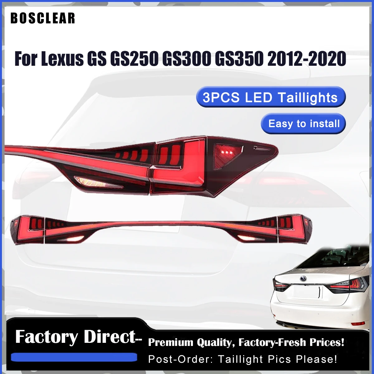 2pcs LED Through lamp TailLights for Lexus GS350 GS200t GSF F Sport 2013 2014 2015 2016-2020 Dynamic Turn Signal Tuning Assembly
2pcs LED Through lamp TailLights for Lexus GS350 GS200t GSF F Sport 2013 2014 2015 2016-2020 Dynamic Turn Signal Tuning Assembly