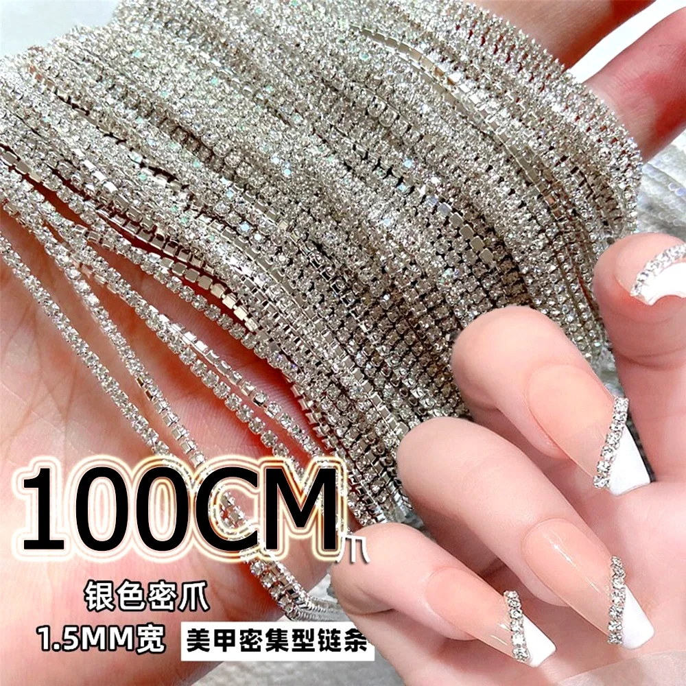 100cm Silver Crystal Diamond Chains Nail Charms Sparkling Luxury Zircon 1.5/2mm Chain Nail Rhinestones Trimmable Manicure Chains
100cm Silver Crystal Diamond Chains Nail Charms Sparkling Luxury Zircon 1.5/2mm Chain Nail Rhinestones Trimmable Manicure Chains