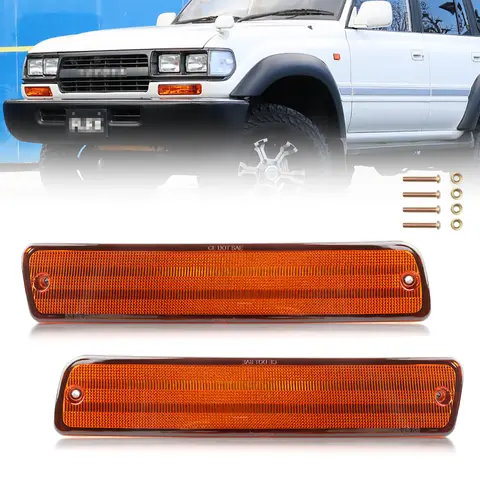 2Pcs Front Bumper Daytime Running Light Turn Signal Light Parking Light For 1991-1997 Toyota Land Cruiser 80 FJ82 Lexus LX450
