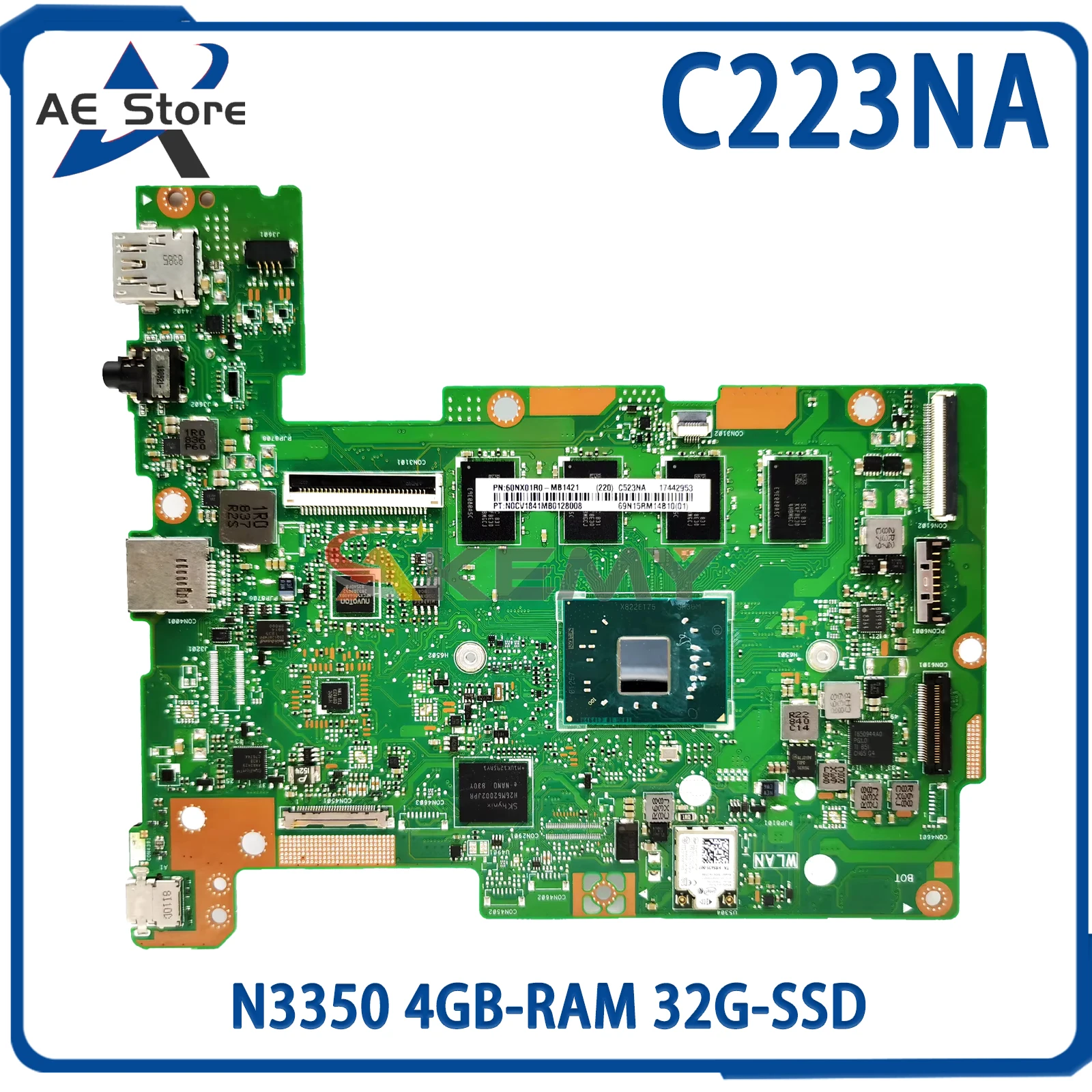 AE C223NA Mainboard For ASUS C523NA C423NA C223N C523N C423N Laptop motherboard N3350 4GB-RAM 32G-SSD 100% Test
AE C223NA Mainboard For ASUS C523NA C423NA C223N C523N C423N Laptop motherboard N3350 4GB-RAM 32G-SSD 100% Test