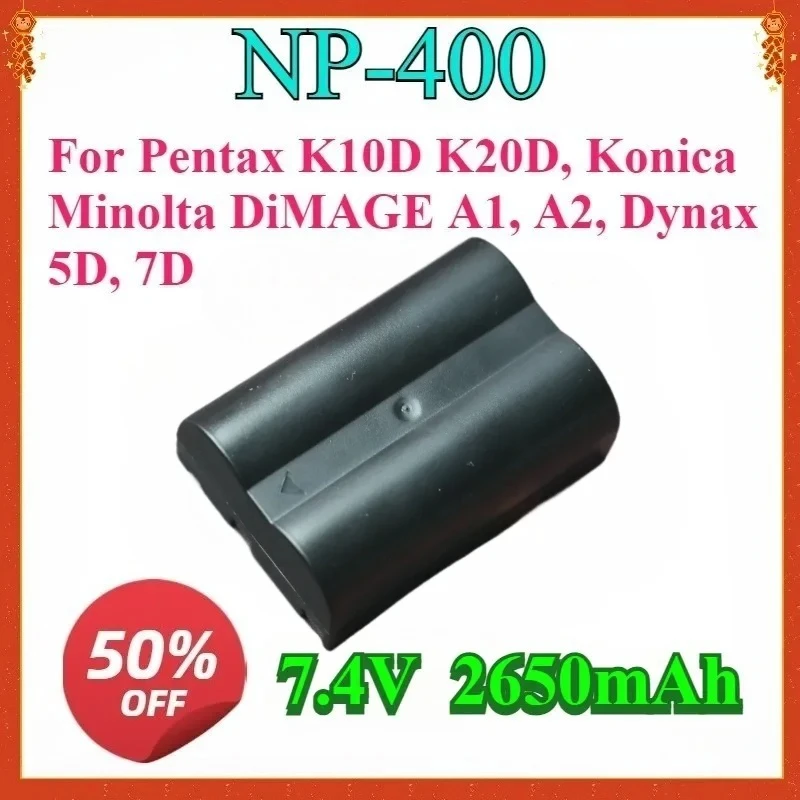 New for NP-400 D-LI50 7.4V 2650mAh Replaceable Battery+Charger for Pentax K10D K20D, Konica Minolta DiMAGE A1, A2, Dynax 5D, 7D
New for NP-400 D-LI50 7.4V 2650mAh Replaceable Battery+Charger for Pentax K10D K20D, Konica Minolta DiMAGE A1, A2, Dynax 5D, 7D