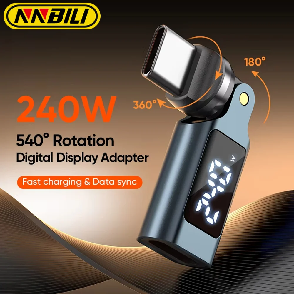 NNBILI 540 rotating OTG adapter digital display PD240W 48V/5A Fast Charging compatible with various Type-C interface devices
NNBILI 540 rotating OTG adapter digital display PD240W 48V/5A Fast Charging compatible with various Type-C interface devices