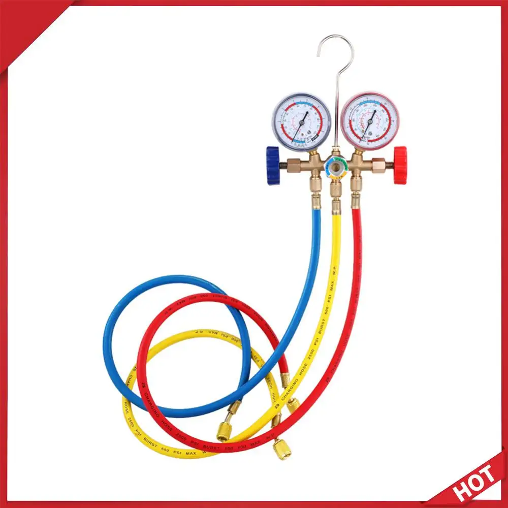 AC Diagnostic Manifold Gauge Set 3 Way Refrigeration Manifold Gauge A/C Refrigeration Charging Service for R12 R22 R404A R134A
AC Diagnostic Manifold Gauge Set 3 Way Refrigeration Manifold Gauge A/C Refrigeration Charging Service for R12 R22 R404A R134A