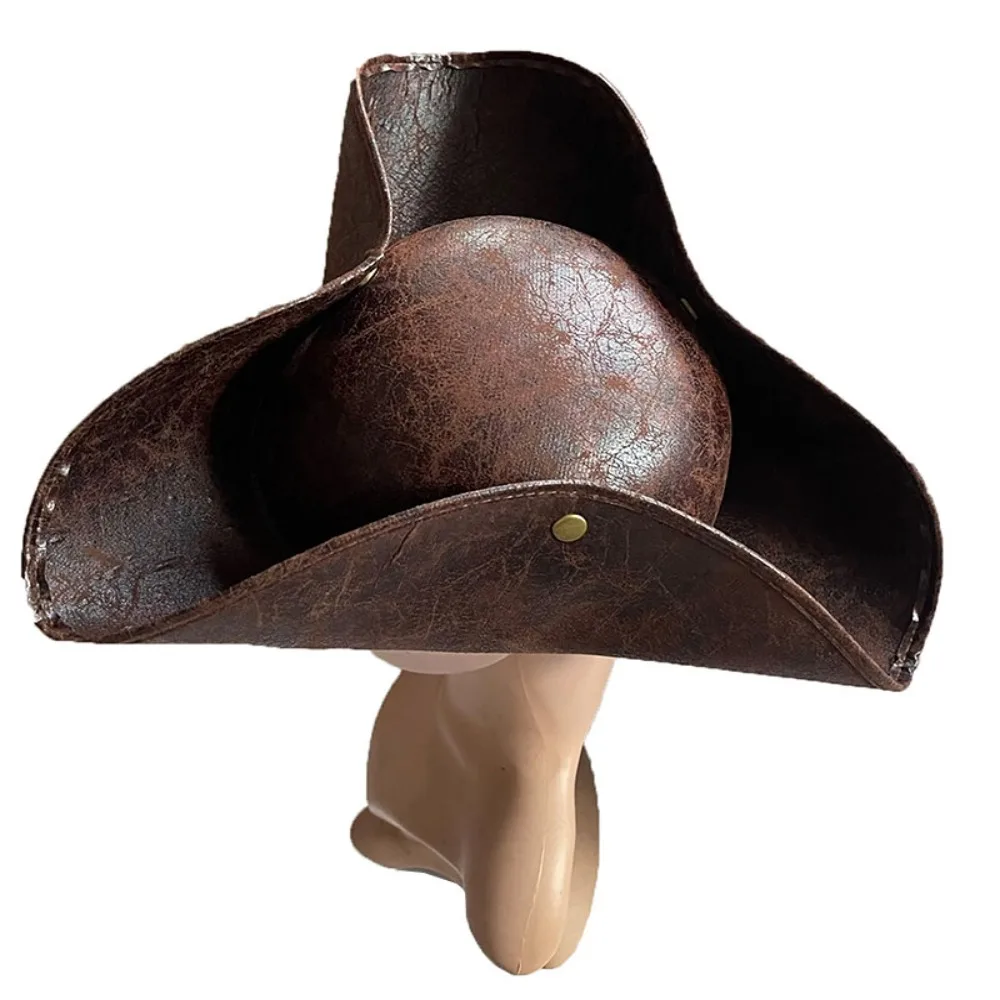 PU Leather Halloween Pirate Hat Vintage Buttoning Design Captain Tricorn Hat Triangular Masquerade Party Cosplay Hat Adult
PU Leather Halloween Pirate Hat Vintage Buttoning Design Captain Tricorn Hat Triangular Masquerade Party Cosplay Hat Adult