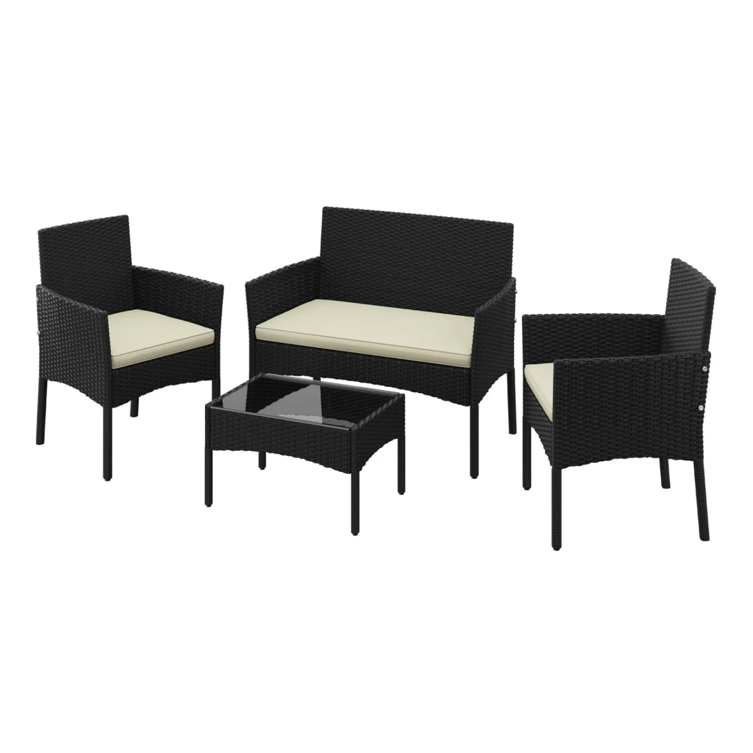 Patio Furniture Set 4 Pieces Conversation Sets, Rattan Chair Wicker Set Loveseat with Soft Cushion and Glass Table for Backyard
Patio Furniture Set 4 Pieces Conversation Sets, Rattan Chair Wicker Set Loveseat with Soft Cushion and Glass Table for Backyard
