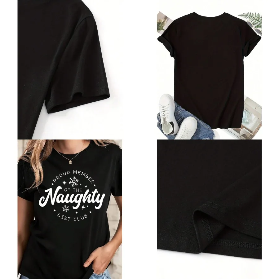 【New style】Proud Member Of The Naughty List Club Christmas T-Shirt White Snowflake And Star Print Holiday Party Wear
【New style】Proud Member Of The Naughty List Club Christmas T-Shirt White Snowflake And Star Print Holiday Party Wear