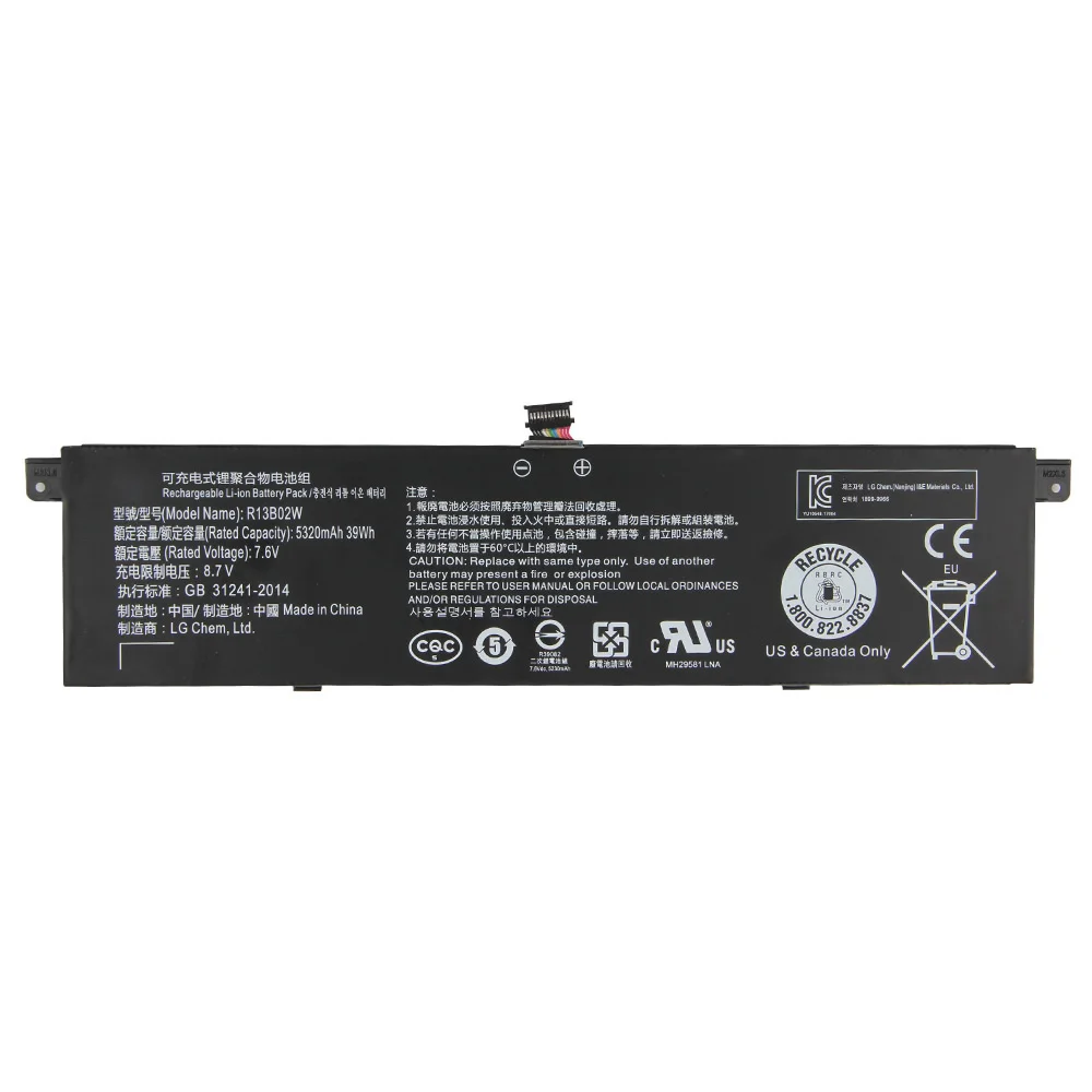 New Battery R13B01W R13B02W For Xiaomi Mi Notebook Air 13 13.3" 161301-01 5320mAh
New Battery R13B01W R13B02W For Xiaomi Mi Notebook Air 13 13.3" 161301-01 5320mAh