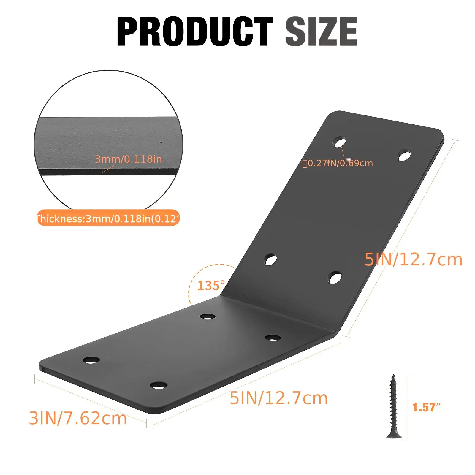 4x 45° Angle Support Brackets Corner Brace Support 5''x5''x 3'' Thickened Multipurpose Flush Inside for Wooden Post Porches
4x 45° Angle Support Brackets Corner Brace Support 5''x5''x 3'' Thickened Multipurpose Flush Inside for Wooden Post Porches