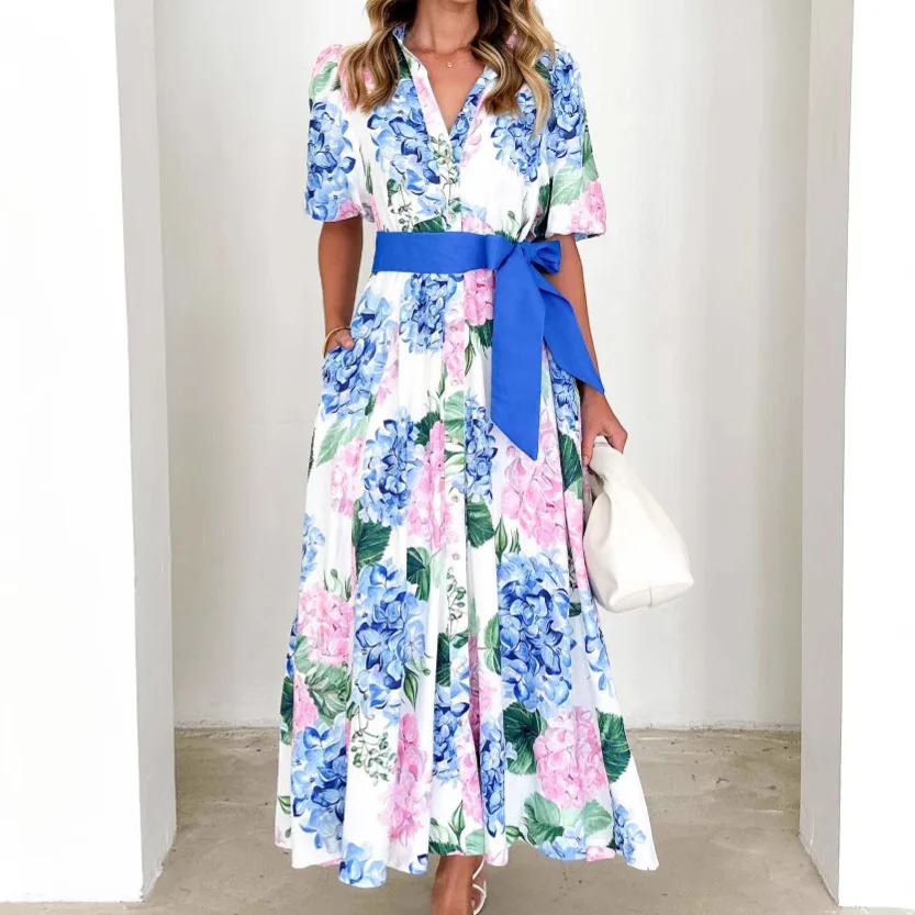 FIGOHR Women's French Style Floral Print A-Line Dress Elegant Lapel-Collared Short-Sleeved Dress with a Bowknot-Tied Waistband
FIGOHR Women's French Style Floral Print A-Line Dress Elegant Lapel-Collared Short-Sleeved Dress with a Bowknot-Tied Waistband