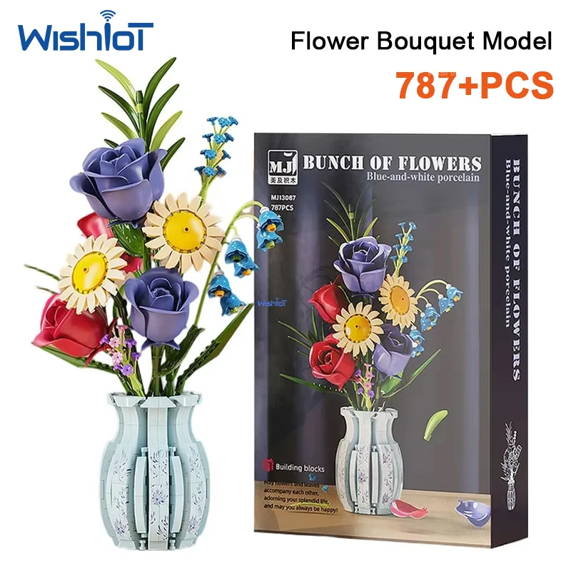 MJ13067 787pcs Building Blocks Flower Bouquet Kit with Vase Porcelain Style Botanical Collection DIY Home Decor Toy Gift
MJ13067 787pcs Building Blocks Flower Bouquet Kit with Vase Porcelain Style Botanical Collection DIY Home Decor Toy Gift
