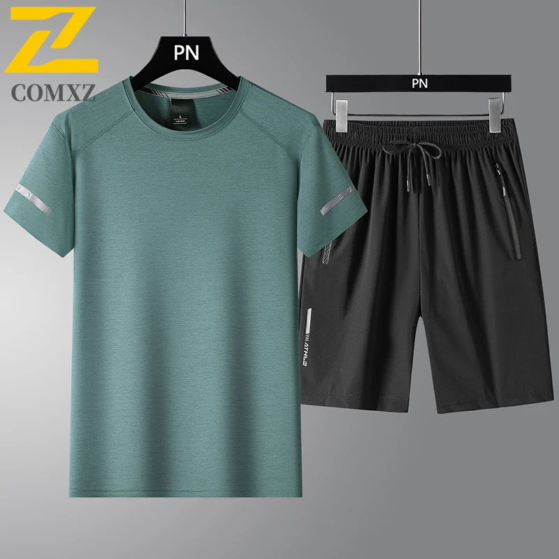 Summer Sportswear suit Men's Casual Jogger Ice Silk Quick-drying T-shirt + Sports Shorts 2-piece Set Man Fitness Running Clothes
Summer Sportswear suit Men's Casual Jogger Ice Silk Quick-drying T-shirt + Sports Shorts 2-piece Set Man Fitness Running Clothes
