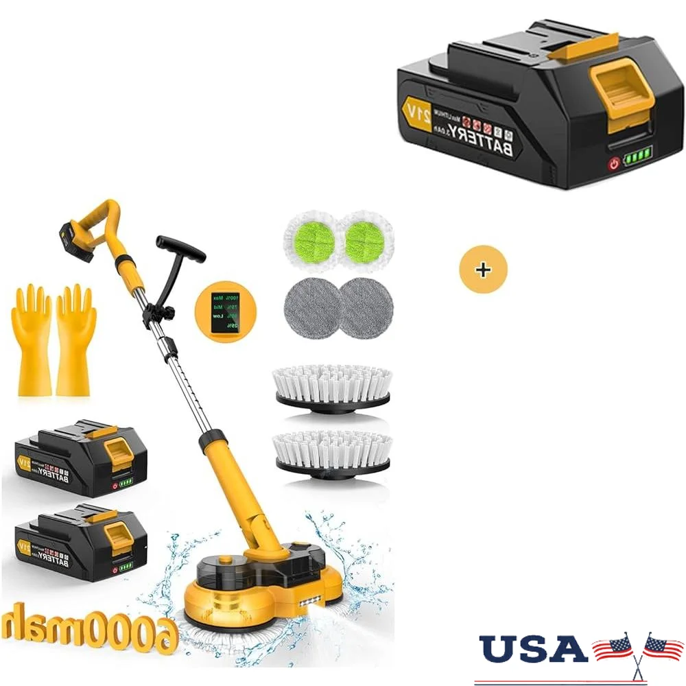 9000mAh Battery Powered Electric Mop 800RPM Spin Mop 2-in-1 Cordless Scrubber Long Runtime Efficient Floor Cleaning
9000mAh Battery Powered Electric Mop 800RPM Spin Mop 2-in-1 Cordless Scrubber Long Runtime Efficient Floor Cleaning
