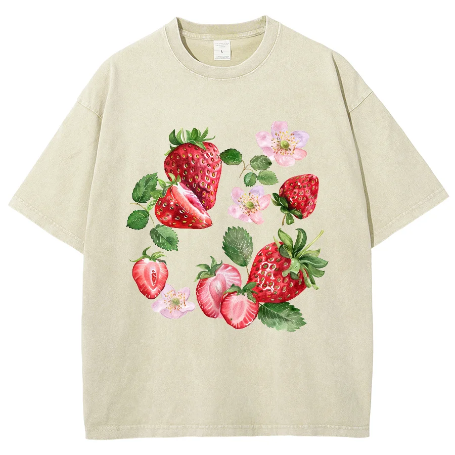 Strawberry Print Pattern Women Top Sport Casual T Shirt Washed Trendy Clothes Cotton Loose Retro Short Sleeves Summer 2024
Strawberry Print Pattern Women Top Sport Casual T Shirt Washed Trendy Clothes Cotton Loose Retro Short Sleeves Summer 2024