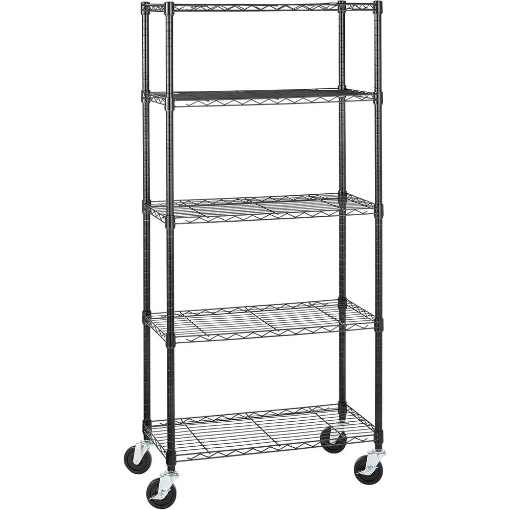 Heavy-Duty Garage Shelving with 4 Casters, Adjustable Wire Storage Rack, 300 lbs Capacity, 30 x 14 x 64.75, Black
Heavy-Duty Garage Shelving with 4 Casters, Adjustable Wire Storage Rack, 300 lbs Capacity, 30 x 14 x 64.75, Black