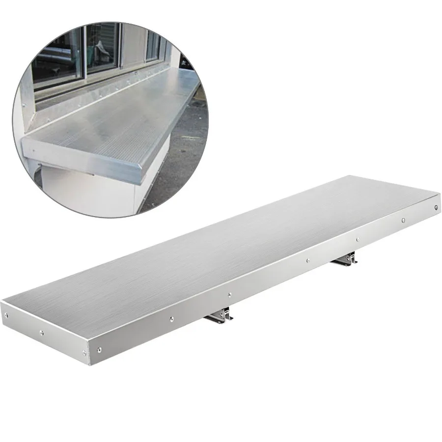 Concession Shelf 48L x 12W Inch Stainless Steel Drop Down Folding Serving Food Shelf Stand Serving for Concession Trailer Serv
Concession Shelf 48L x 12W Inch Stainless Steel Drop Down Folding Serving Food Shelf Stand Serving for Concession Trailer Serv