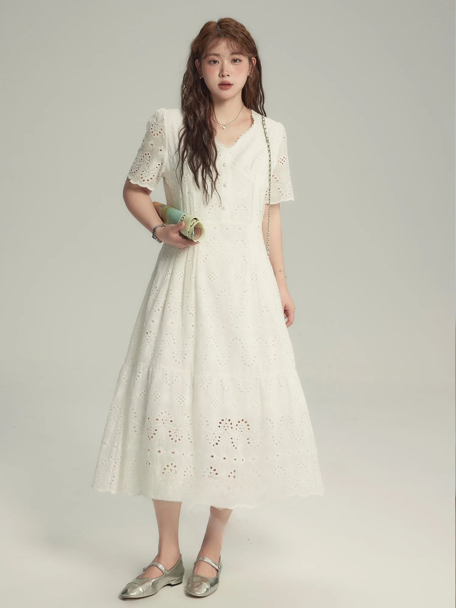 Monica plus Size Women's White Lace Dress Short Sleeve High Waist A-Line Skirt Korean Style Commute Fashion Cotton Blend
Monica plus Size Women's White Lace Dress Short Sleeve High Waist A-Line Skirt Korean Style Commute Fashion Cotton Blend