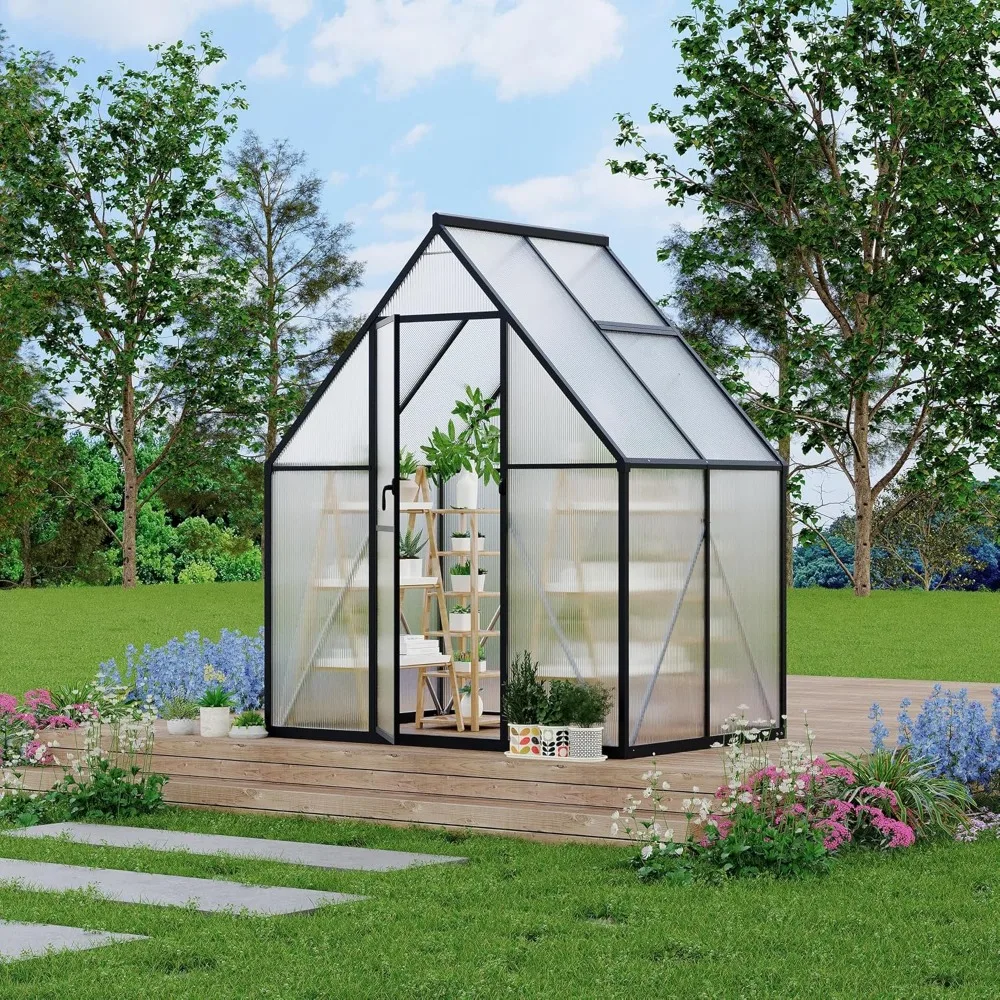 6'x4' Aluminum-Framed Polycarbonate Greenhouse, Heavy Duty Polycarbonate Greenhouse with Quick Setup Structure and Roof Vent, La
6'x4' Aluminum-Framed Polycarbonate Greenhouse, Heavy Duty Polycarbonate Greenhouse with Quick Setup Structure and Roof Vent, La