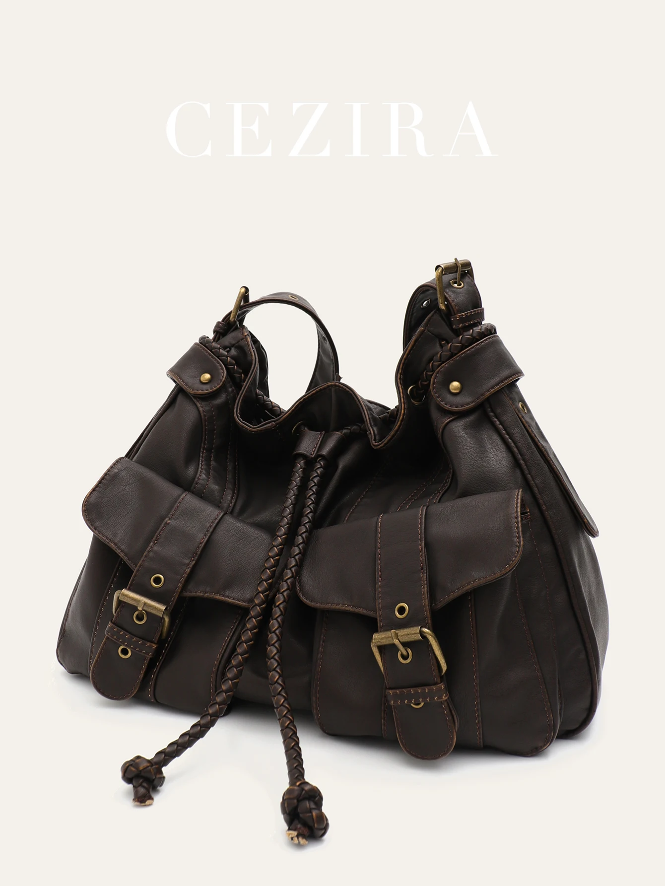 Women Vintage Soft Washed PU Vegan Leather Shoulder Bag Zipper Braid Drawstring Large Capacity Cross body Handbag Hobo Travel
Women Vintage Soft Washed PU Vegan Leather Shoulder Bag Zipper Braid Drawstring Large Capacity Cross body Handbag Hobo Travel