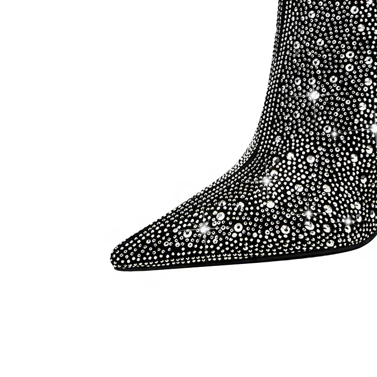 Bling Rhinestone Black Pointed Toe Over-The-Knee Women Boots Stiletto High Heels Side Zipper Design Large Size Fashion Shoes
Bling Rhinestone Black Pointed Toe Over-The-Knee Women Boots Stiletto High Heels Side Zipper Design Large Size Fashion Shoes