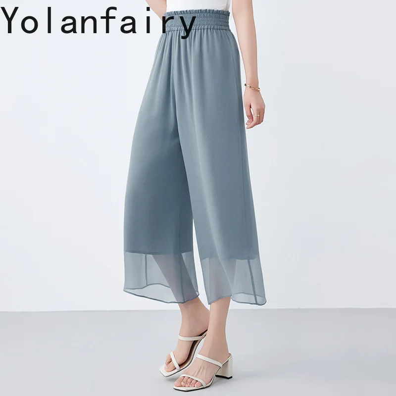 YOLANFAIRY 100% Real Mulberry Silk Pants Woman 2026 Summer Fashion Wide Leg Pants Women Double-layer Casual Pants Calf-length
YOLANFAIRY 100% Real Mulberry Silk Pants Woman 2026 Summer Fashion Wide Leg Pants Women Double-layer Casual Pants Calf-length