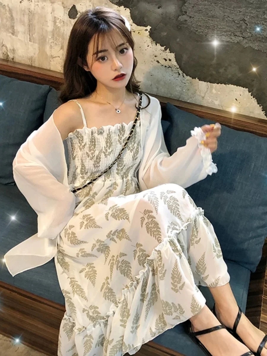 Summer Floral Print Off-Shoulder Sun Protection Shawl Ultra-Fairylike Student A-Line Dress Set Polyester Fiber Nine-Sleeve Ca...
Summer Floral Print Off-Shoulder Sun Protection Shawl Ultra-Fairylike Student A-Line Dress Set Polyester Fiber Nine-Sleeve Ca...