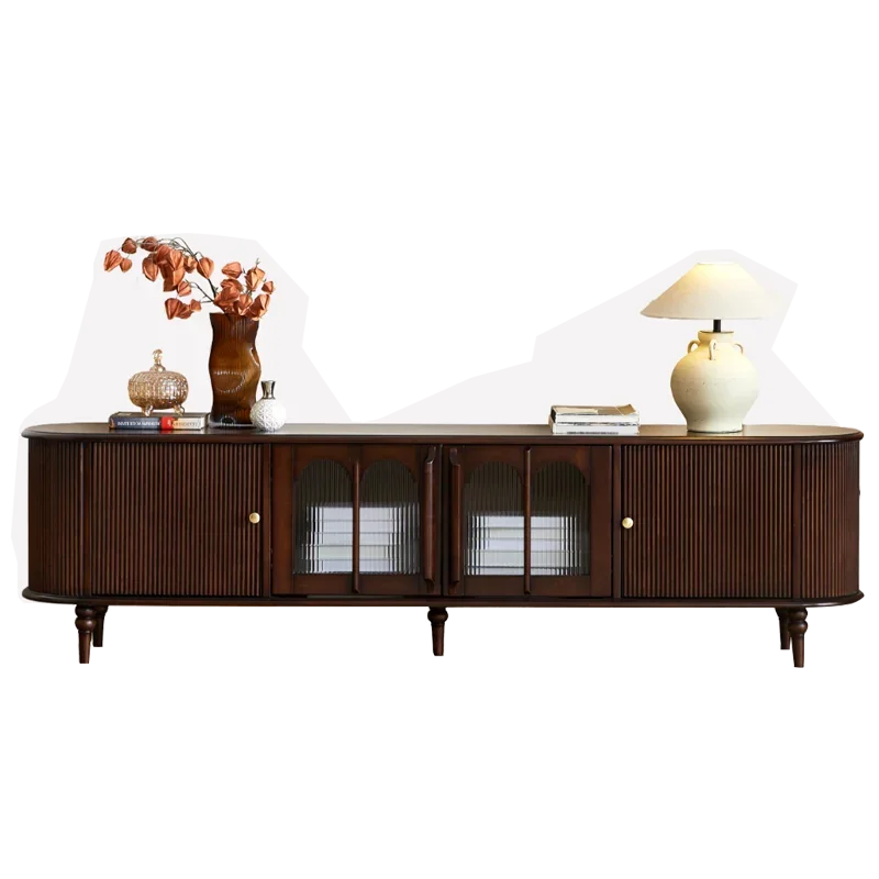 French retro TV cabinet full solid wood cherry wood black high TV cabinet
French retro TV cabinet full solid wood cherry wood black high TV cabinet