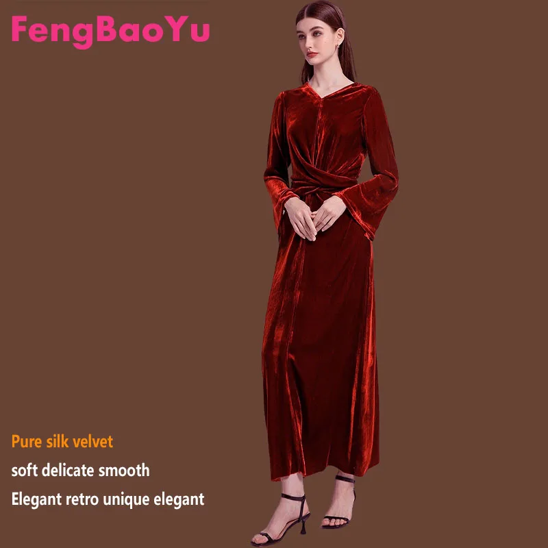 Fengbaoyu Luxury Silk Velvet Women's Dress European Style Elegant Long Dress Shiny and Lustrous Comfortable High-end Clothing
Fengbaoyu Luxury Silk Velvet Women's Dress European Style Elegant Long Dress Shiny and Lustrous Comfortable High-end Clothing