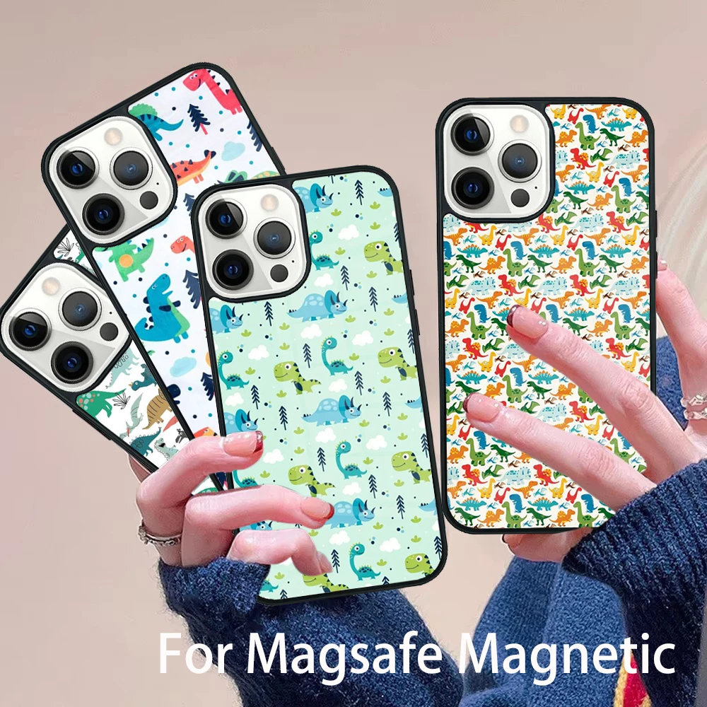 Cute Dino Dinosaur Phone Case Magesafe Magnetic Wireless Charge Cover For IPhone 16 11 12 13 14 15 Pro Max Plus Mini 
Cute Dino Dinosaur Phone Case Magesafe Magnetic Wireless Charge Cover For IPhone 16 11 12 13 14 15 Pro Max Plus Mini