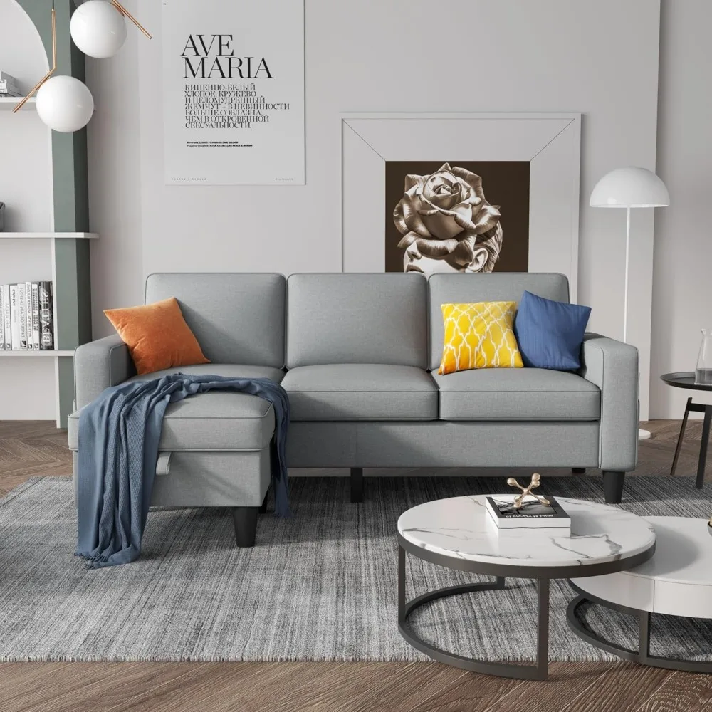 Convertible Sectional Sofa,L-Shape Linen Fabric Sofa Couch with Storage Ottoman,3-Seats Sofa for Small Living Room and Apartment
Convertible Sectional Sofa,L-Shape Linen Fabric Sofa Couch with Storage Ottoman,3-Seats Sofa for Small Living Room and Apartment
