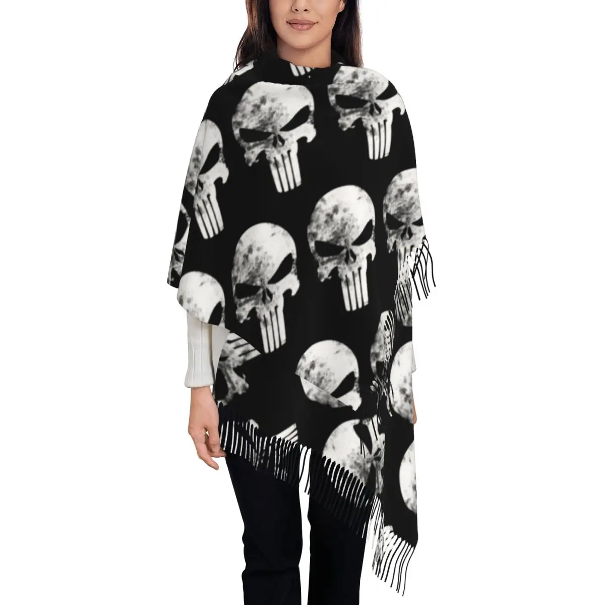 Винтажный шарф с принтом на заказ, шарф с черепом и скелетом, женские и мужские зимние теплые шарфы, шаль 
Винтажный шарф с принтом на заказ, шарф с черепом и скелетом, женские и мужские зимние теплые шарфы, шаль