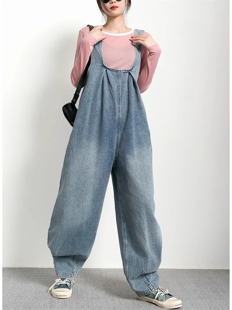 Women's U-shaped Vintage Blue Overalls Straight Casual Fashion Girl Wide Leg Denim Pants Female Streetwear Rompers Trouser
Women's U-shaped Vintage Blue Overalls Straight Casual Fashion Girl Wide Leg Denim Pants Female Streetwear Rompers Trouser
