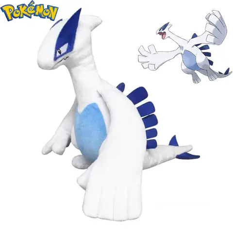 35CM Big Size Pokemon Anime Figure God Beast Lugia Soft Stuffed Peluche Plush Doll Toys Model Decoration Gift for Kids' Birthday