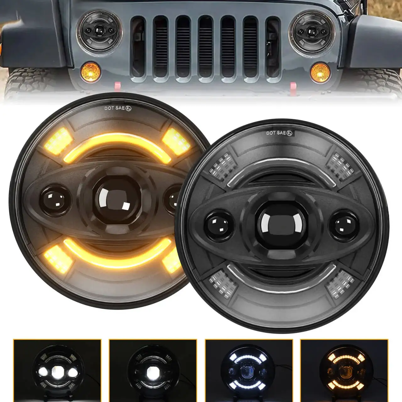 7 Inch Led Round Wrangler Headlight for Jeep JK Harley Round H4 H13 Headlight 240W 25000LM Super Bright Headlamp 6000K 9-32V
7 Inch Led Round Wrangler Headlight for Jeep JK Harley Round H4 H13 Headlight 240W 25000LM Super Bright Headlamp 6000K 9-32V