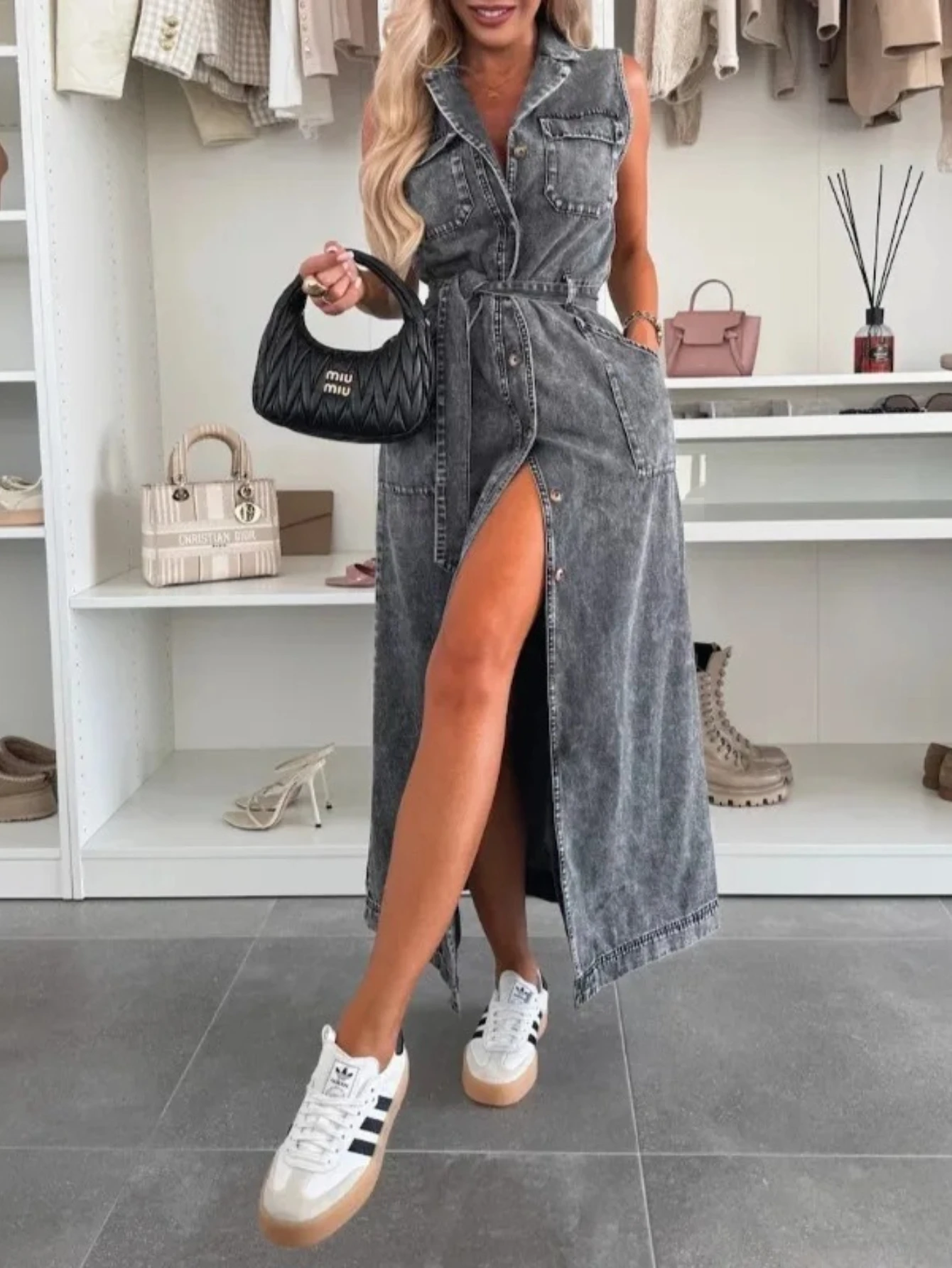 Blue Denim Long Dress Women Elegant Lapel Lace Up Single Breasted Casual Dresses Lady Loose Clothes
Blue Denim Long Dress Women Elegant Lapel Lace Up Single Breasted Casual Dresses Lady Loose Clothes