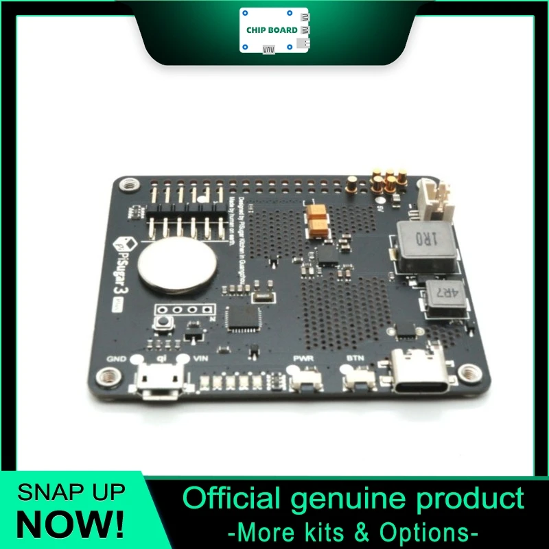 Pisugar 3 Plus Battery designed for Raspberry Pi 3B, 3B+, and 4B, providing extended power supply.