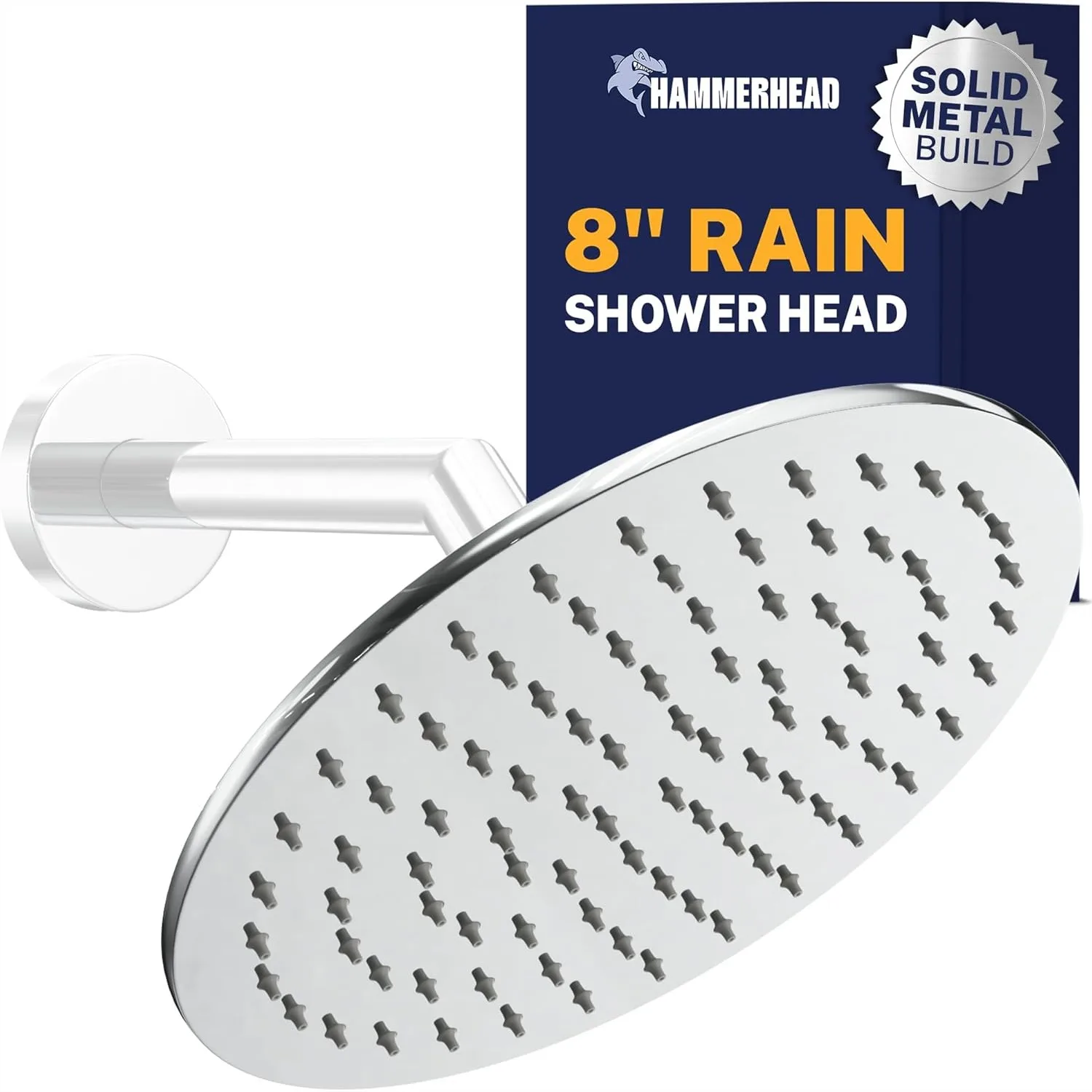 Solid Metal 8 Inch Rainfall Shower Head, 2.5 GPM High Flow Chrome Shower Head for Pressure, Large Round Rain Shower Head
Solid Metal 8 Inch Rainfall Shower Head, 2.5 GPM High Flow Chrome Shower Head for Pressure, Large Round Rain Shower Head