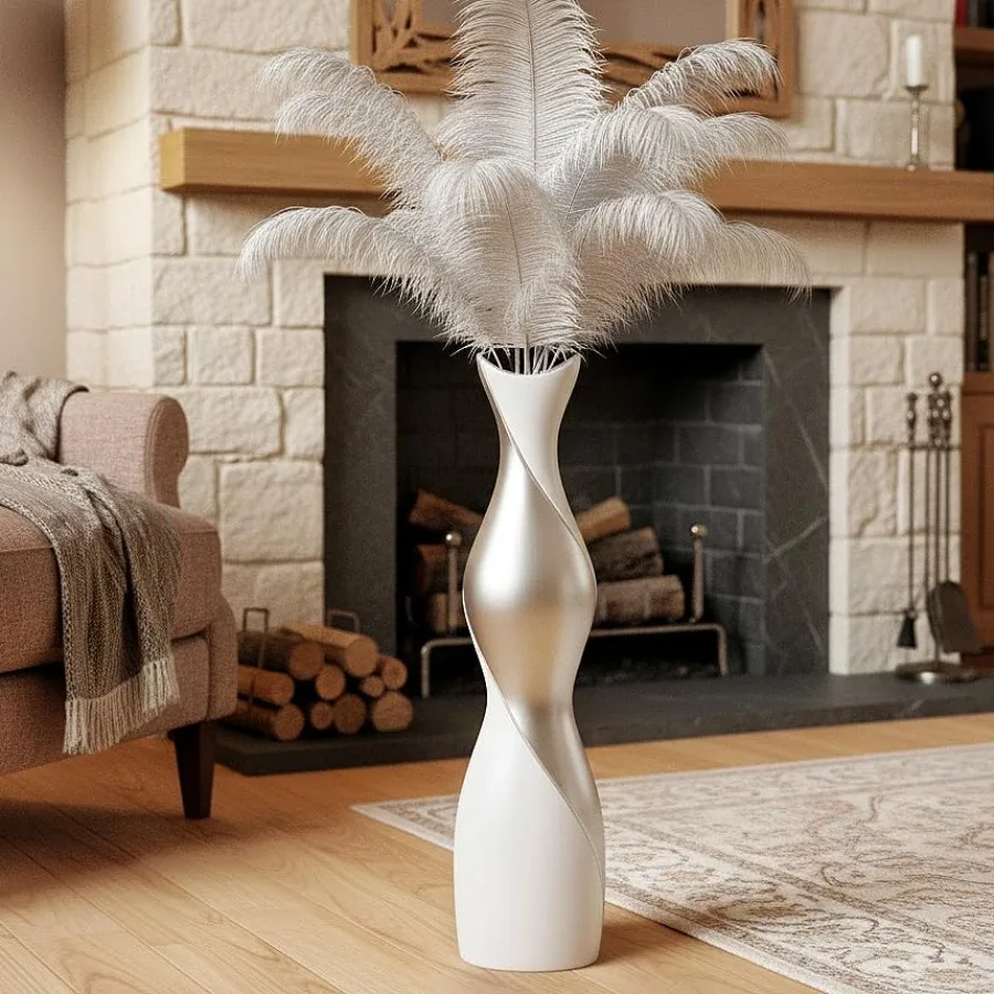 Modern Floor Vase for Living Room Bedroom Entryway Matte White Silver Resin 24 Tall Dual-Tone Decorative Vase for Pampas Grass
Modern Floor Vase for Living Room Bedroom Entryway Matte White Silver Resin 24 Tall Dual-Tone Decorative Vase for Pampas Grass