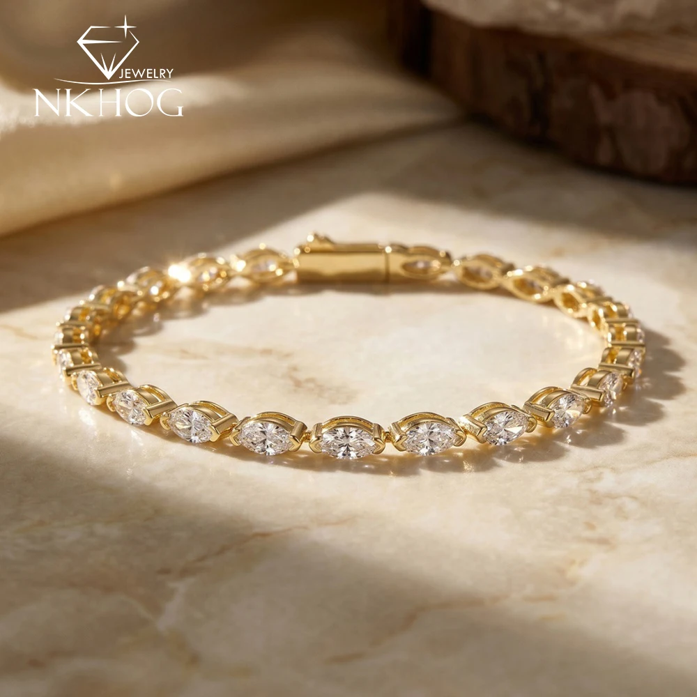 NKHOG Luxury Marquise Cut Full Moissanite Bracelets For Women Men S925 Silver Lab Diamond Hip Hop Hand Chains Fine Jewelry Gifts
NKHOG Luxury Marquise Cut Full Moissanite Bracelets For Women Men S925 Silver Lab Diamond Hip Hop Hand Chains Fine Jewelry Gifts