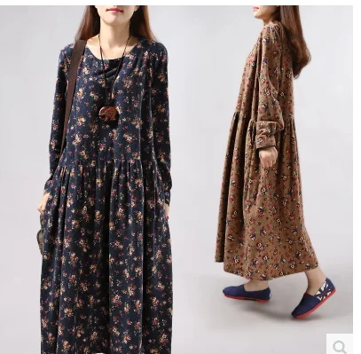 Spring Fashion 2024 Women's Loose Large Size Retro Linen Cotton Long Sleeve Midi Dress Artistic Style Floral Print Gown
Spring Fashion 2024 Women's Loose Large Size Retro Linen Cotton Long Sleeve Midi Dress Artistic Style Floral Print Gown