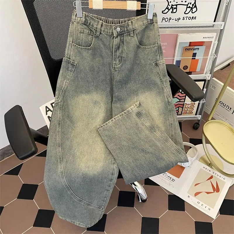 Retro American Washed Knife Jeans Men's Casual Style with Big Pockets Workwear Loose Straight Leg Long Trousers
Retro American Washed Knife Jeans Men's Casual Style with Big Pockets Workwear Loose Straight Leg Long Trousers