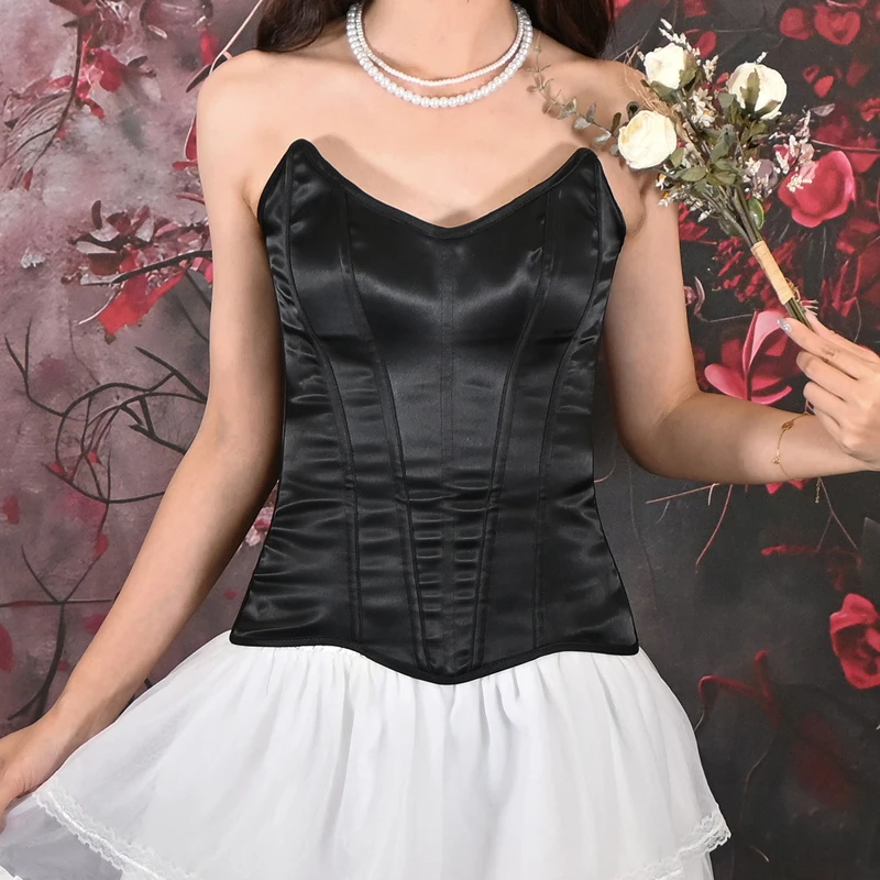 Sexy Satin Overbust Corset Bustier Tops for Women Black White Red Lace Up Corsets Body Shaper Lingerie Korset корсет женский
Sexy Satin Overbust Corset Bustier Tops for Women Black White Red Lace Up Corsets Body Shaper Lingerie Korset корсет женский