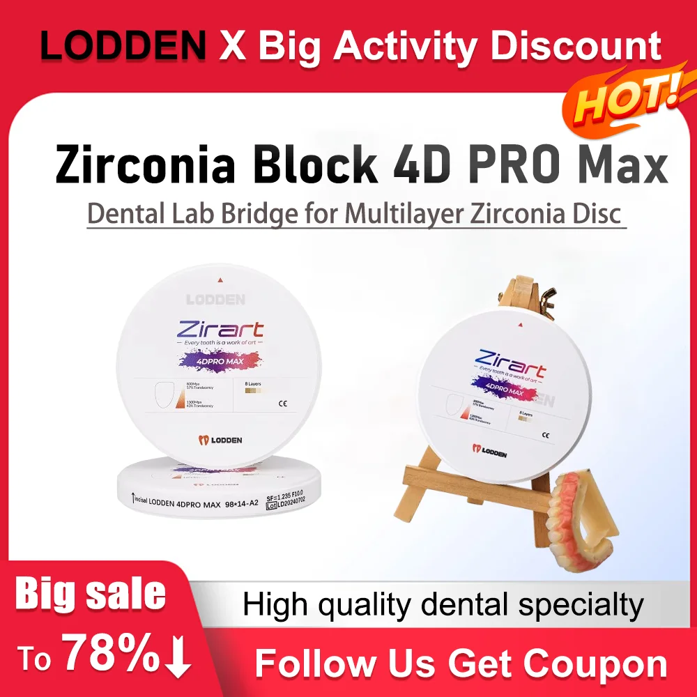 LODDEN Zirconia Block 4D PRO Max Многослойный циркониевый диск 8-слойная открытая система CAD CAM Материалы для стоматологической лаборатории Vita 16 цветов
LODDEN Zirconia Block 4D PRO Max Многослойный циркониевый диск 8-слойная открытая система CAD CAM Материалы для стоматологической лаборатории Vita 16 цветов
