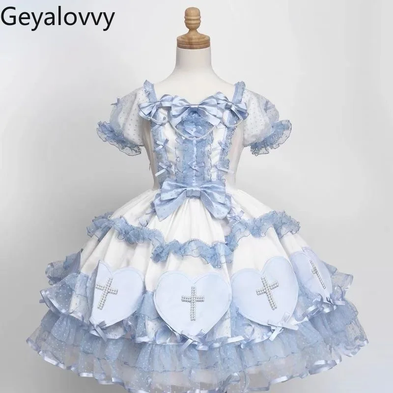 Lolita High Waist Slim Fit Bubble Short Sleeve Cake Dress Summer New Op Japanese Sweet Bow Lace Beaded Princess Dresses
Lolita High Waist Slim Fit Bubble Short Sleeve Cake Dress Summer New Op Japanese Sweet Bow Lace Beaded Princess Dresses