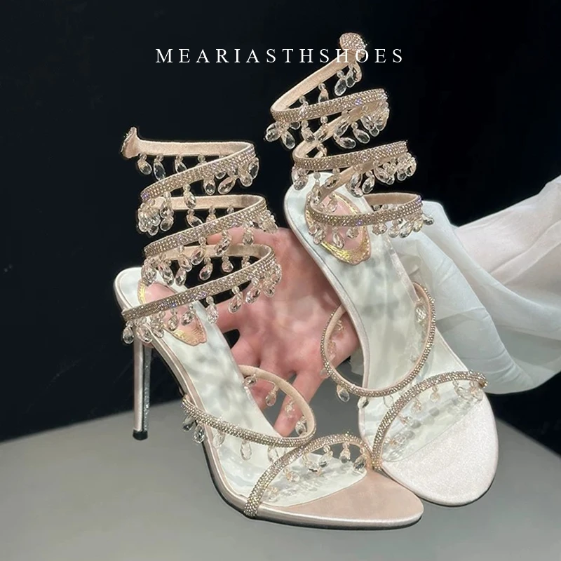 2026 Luxury Crystal Embellished Detail Women Sandals Sexy Coiled Strap Thin High heels Gladiator Sandals Summer Party prom Shoes
2026 Luxury Crystal Embellished Detail Women Sandals Sexy Coiled Strap Thin High heels Gladiator Sandals Summer Party prom Shoes