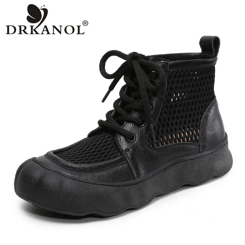 DRKANOL Women Summer Cool Boots 2026 Breathable Air Mesh Flat Platform Genuine Leather Ankle Boots Ladies Retro Style Hole Shoes
DRKANOL Women Summer Cool Boots 2026 Breathable Air Mesh Flat Platform Genuine Leather Ankle Boots Ladies Retro Style Hole Shoes