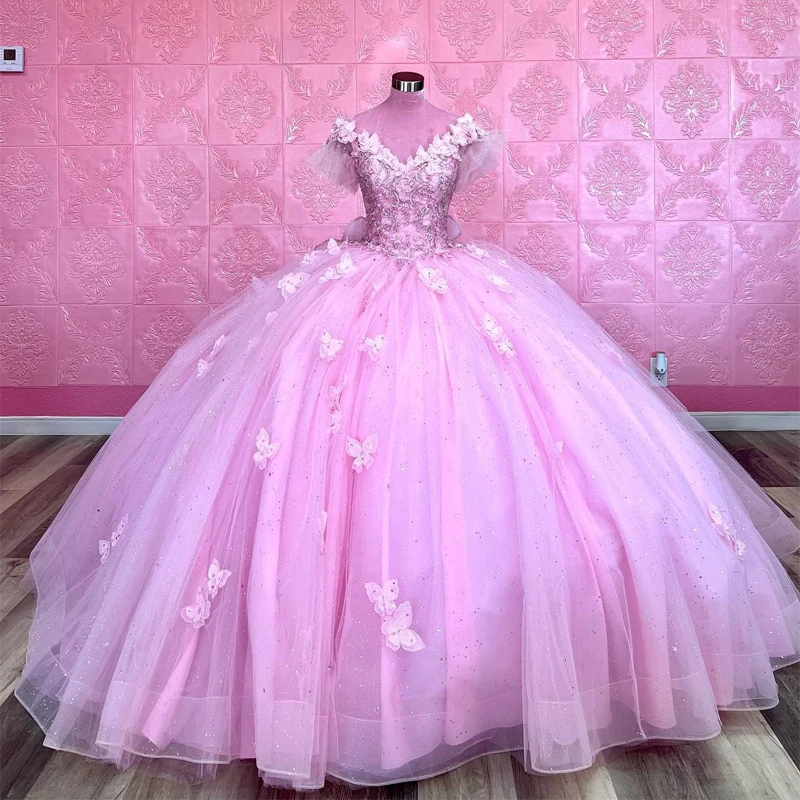 Pink Shiny Quinceanera Dresses Ball Gown Beaded Applique Lace Bow Vestidos 15th Birthday Party Princess Sweet 16 Dress
Pink Shiny Quinceanera Dresses Ball Gown Beaded Applique Lace Bow Vestidos 15th Birthday Party Princess Sweet 16 Dress
